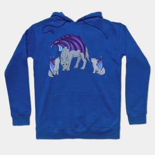 Wolf and cubs with wings Hoodie